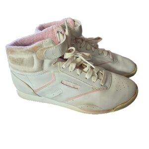 Vintage 80s White And Pink Hightop Sneakers
